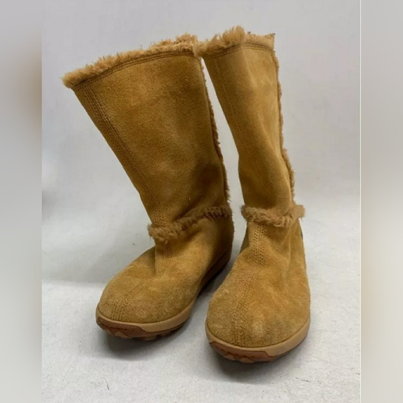 Timberland Tan Wheat MukLuk Suede Winter Fleece Shearling Boots Women Sz 7.5 M - Picture 6 of 8